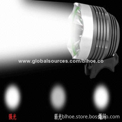 Bike front light, made of aluminum-alloy, available in black